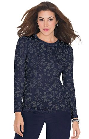 Stretch Presley Top - Flower Burnout Navy