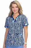 Stretch Elena Top - Tie Dye Leopard Blue