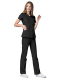 Adar Universal Double Stiched Mock Wrap Scrub Top