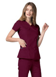 Adar Universal Double Stiched Mock Wrap Scrub Top