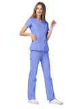 Adar Universal Double Stiched Mock Wrap Scrub Top