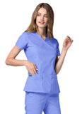 Adar Universal Double Stiched Mock Wrap Scrub Top