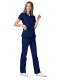 Adar Universal Double Stiched Mock Wrap Scrub Top