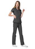 Adar Universal Double Stiched Mock Wrap Scrub Top