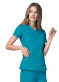 Adar Universal Double Stiched Mock Wrap Scrub Top